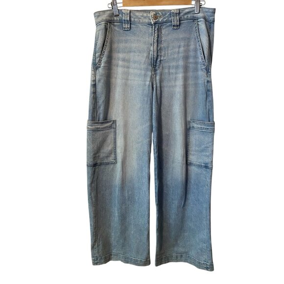 AMERICAN EAGLE SUPER HIGH RISE BAGGY WIDE LEG FLARE JEANS SZ 10 - Picture 3 of 7